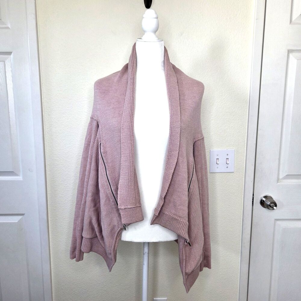 LULULEMON Wrap It Up Sweater Heathered Mink Berry S 4 Zipper Pockets Merino Wool